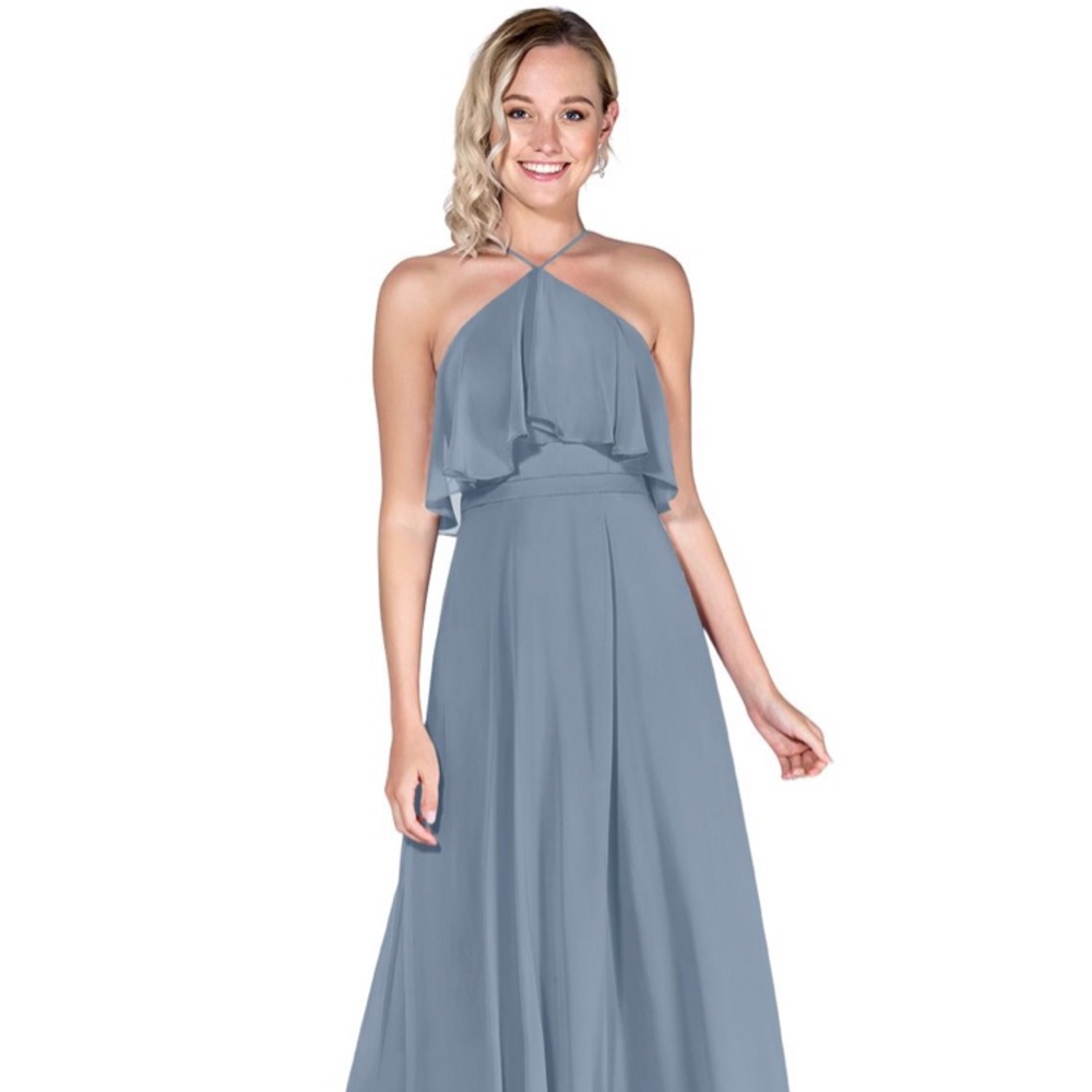 Azazie Amira Dusty Blue Sz 4/6 floor length dress